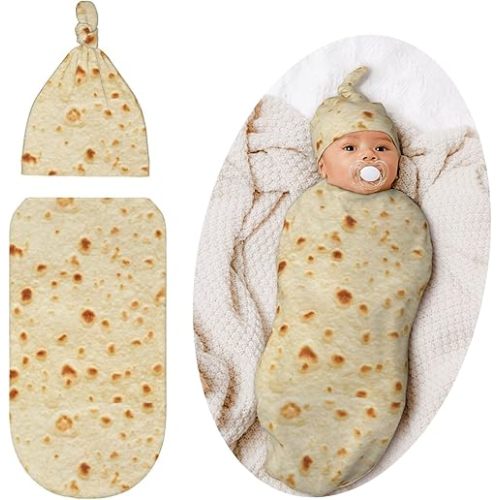 Burrito Newborn Swaddle Blanket for Baby, Soft Sleeping Bag Sack Swaddling Funny Costume Stuff, Tortilla