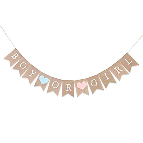 Boy or Girl Burlap Banner - Burlap Baby Shower Banner, Baby Shower Decorations, Gender Reveal, Rustic Girl Boy Shower Burlap Banner, Photo Decoration Props (Gender Reveal Banner)