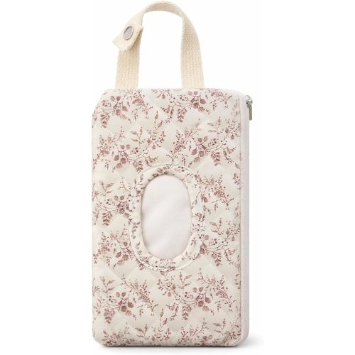 Quilted Diaper Wipe Pouch Hanging Floral Wet Wipes Bag