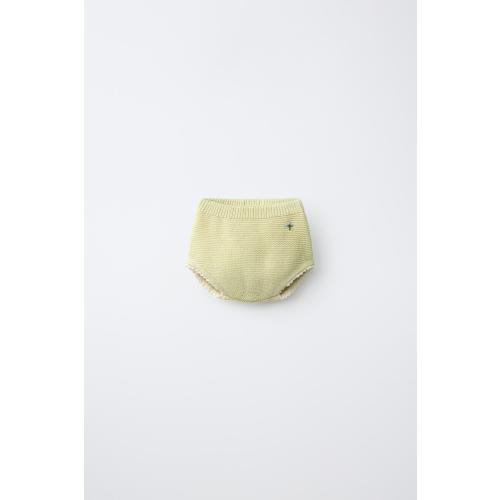 EMBROIDERED FLORAL LACE TRIM KNIT PANTIES - Light green | ZARA United States
