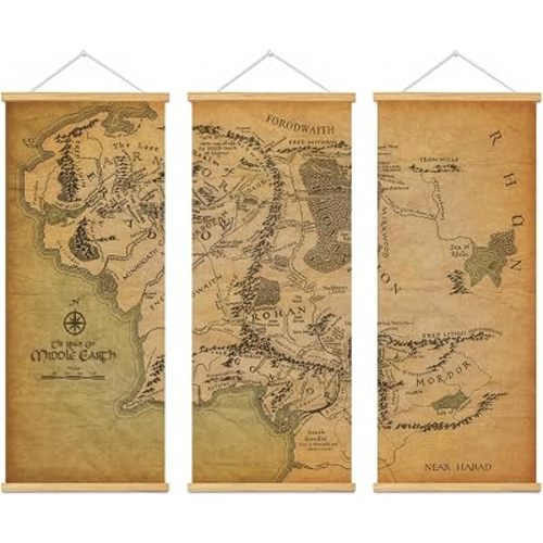 Meksular Middle Earth Landscape Wall Art Prints Canvas PaintingFantasy Posters, Wall Pictures, For Travel Gift, Canvas Art with Frames, For Office Home Decor Bedroom Living Room Decor.