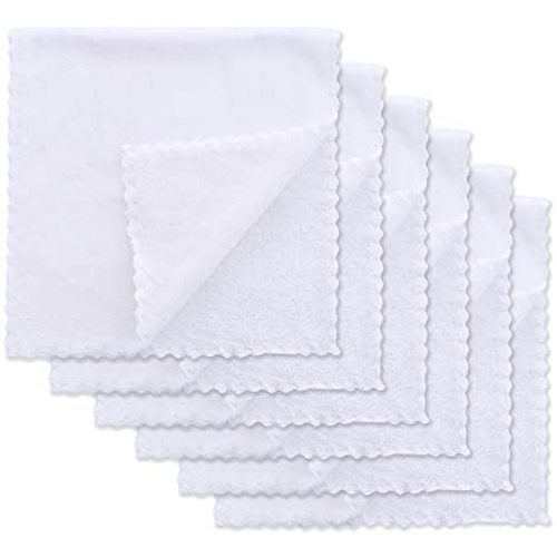 6 Pack Softest Burp Cloths - Extra Thicken Absorbent and Exquisite Newborn Burp Rags - Suitable for Baby Skin, White - Burpy Cloths for Unisex, Boy, Girl - Sunny zzzZZ