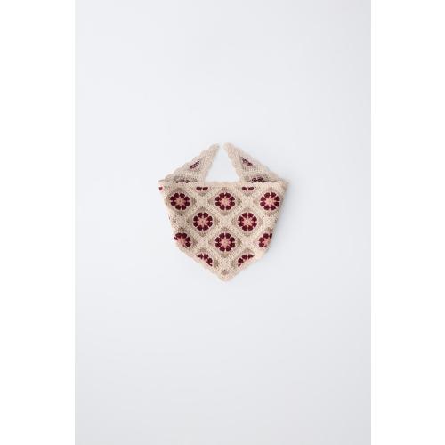 CROCHET FLOWER KNIT BANDANA