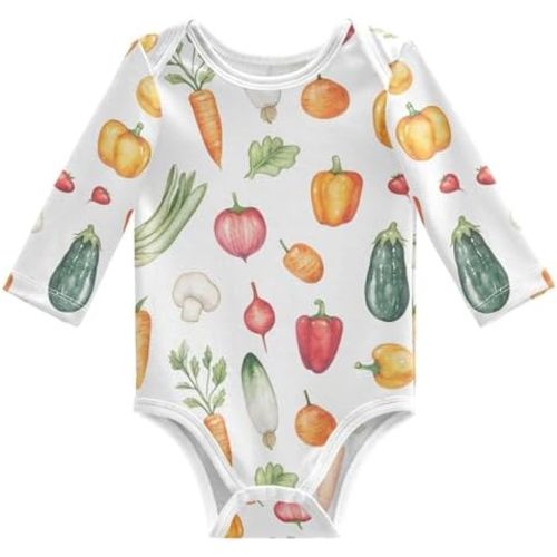 vvfelixl Baby Bodysuits Watercolor Vegetables Long Sleeve Cotton Baby Clothes for Boys Girls 0-3M