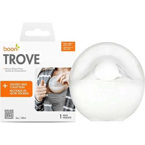 Boon Trove Silicone Manual Breast Pump - Breast Milk Collector with Storage Plug - Passive Hands Free Breast Pump for Nursing - Breastfeeding Essentials - 1 Count