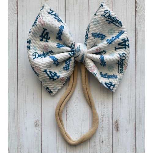 Dodgers bow, world champs,baseball, la dodgers, big bows, classic bow, bows for girls, bows on nylon headbands, bows on alligator clips,