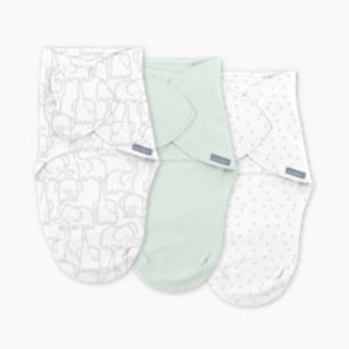 Ingenuity SwaddleMe Monogram Collection Swaddle (3-Pack) - Elephant Dance, 0-3 M