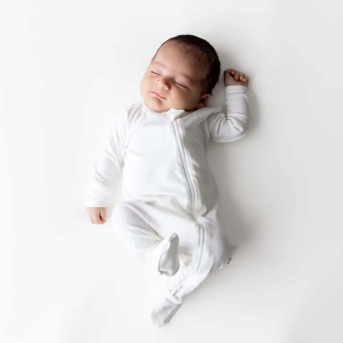 Pointelle Zippered Footie in Cloud
