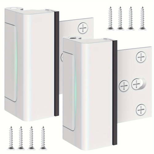 Treasem Home Security Door Lock, Inside Door Reinforcement Lock for Your Family Safety and Childproof Use, 3 inch, Aluminium Alloy, with 8 Screws, 2 Pack, White
