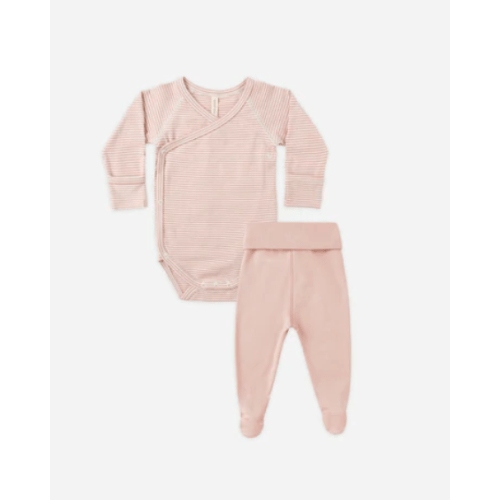 Side Snap Bodysuit + Pant Set || Rose Micro Stripe – Quincy Mae