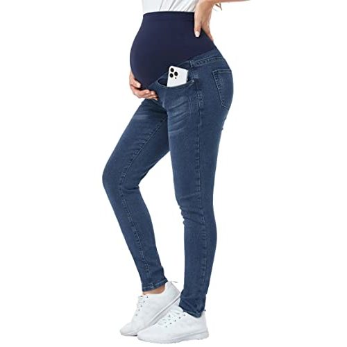 PACBREEZE Women's Maternity Jeans Over Belly Skinny Stretchy Denim Pants Comfy Slim Pregnancy Pants