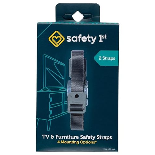 Safety 1st TV & Furniture Safety Straps, Black, 2‑Pack, Screws Included
