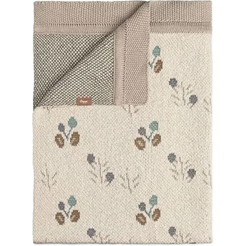 Crane Baby 100% Organic Cotton Knit Baby Blanket with Poppy Design, Soft Reversible Stroller and Crib Blanket, Gender Neutral Multicolor Bohemian