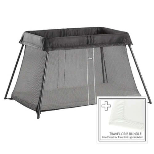 Travel Crib Light + Fitted Sheet Bundle - Black