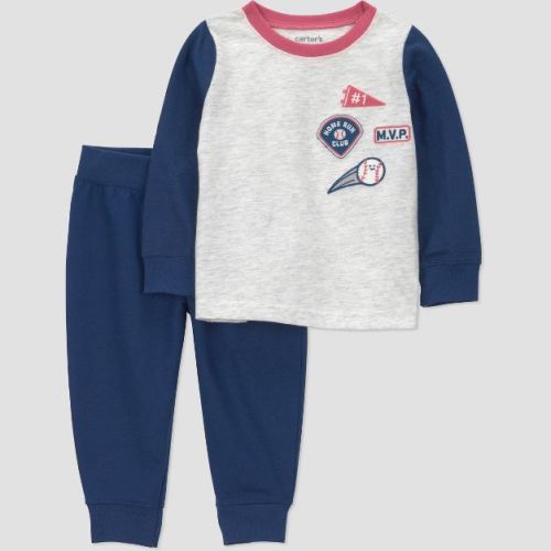 Carter's Just One You® Baby Boys' 2pc Sports Baseball Sweatshirt and Jogger Pants Set - Blue 6M
