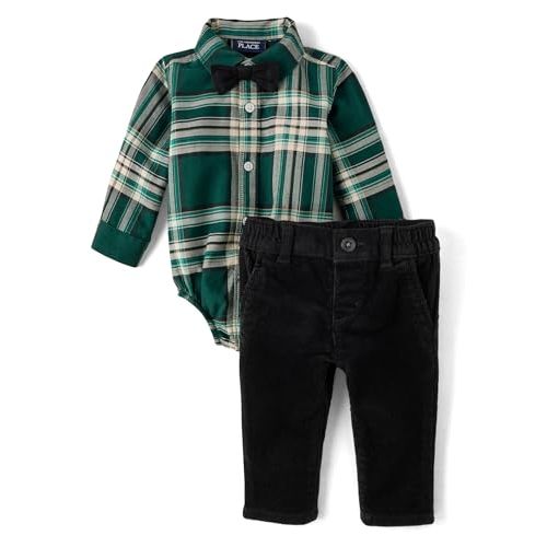 The Children's Place baby-boys And Newborn Button Down Shirt and Pants, 2 Piece Outfit