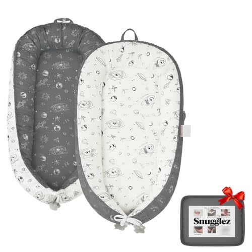 Baby Lounger 0-24 Months, Breathable Baby Nest Lounger with Washable Cover, Adjustable Infant Lounger for Home and Travel, Reversible Newborn Lounger for Tummy time, Newborn Babies Essentials (Grey)