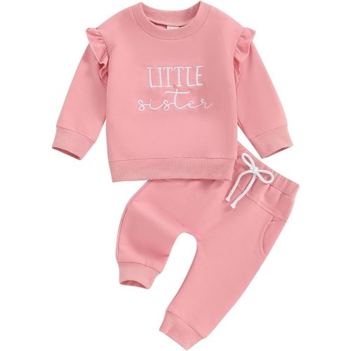 Sibling Matching Outfits Newborn Toddler Baby Long Sleeve Crewneck Sweatshirt with Pants Cute Fall Winter Clothes