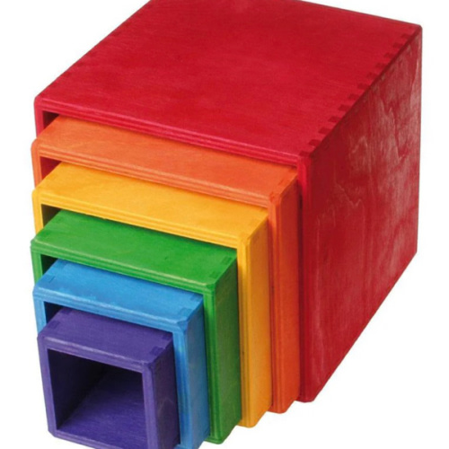 Large Rainbow Wooden Nesting Cubes