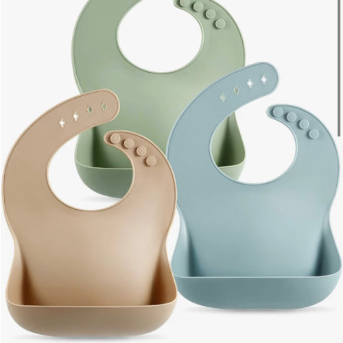 PandaEar Set of 3 Silicone Baby Bibs Waterproof, Soft, Unisex, 10-72 Months