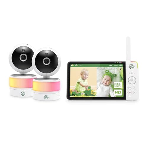 LeapFrog LF920-2HD 2-Camera Video Baby Monitor with 7" HD Screen | No Wifi, Split Screen, 1080p Color Night Vision, 360° Pan Tilt 8x Zoom, Night Light, Temp & Humidity Sensor