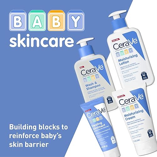 CeraVe Baby Lotion, Gentle Baby Skin Care with Ceramides, Niacinamide & Vitamin E, Fragrance, Paraben, Dye & Phthalates Free, Lightweight Moisturizer, 16 Ounce