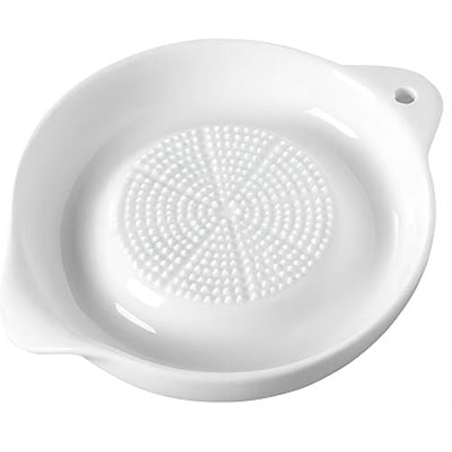 1 Pack Advanced Ceramic Grater Plate for Ginger, Garlic, Onion, Cheese, Lemon, Chocolate, Vegetables and Fruits in Kitchen, White, 4 Inches