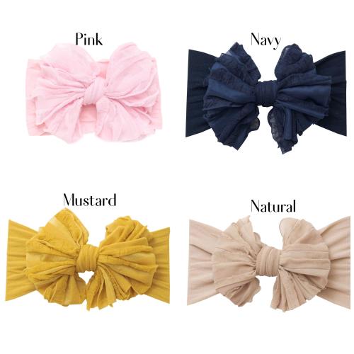 Big Ruffle Bow Baby Headband, Soft Nylon Headwrap, Baby Girl Headbands, Toddler Hair Bows, Newborn Bows, Baby Turban, Baby Shower Gift