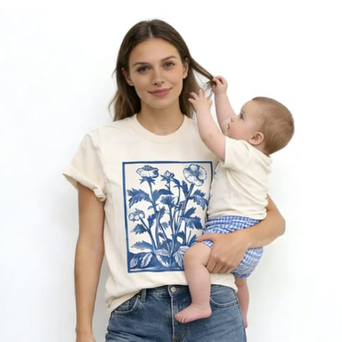 Vintage Wildflowers Graphic Nursing T-shirt