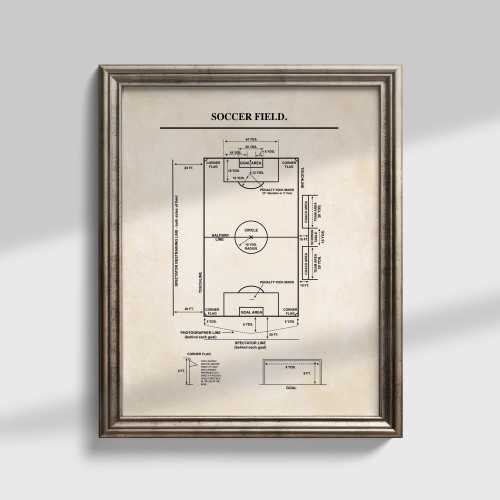 Soccer Field Wall Art | Vintage Soccer Decor | Ready to Frame Print | 1096