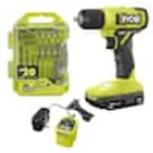 RYOBI ONE+ 18V Cordless 3/8 in. Drill/Driver Kit with 1.5 Ah Battery, Charger, and Drill and Impact Drive Kit (20-Piece) PCL201K1-A98201