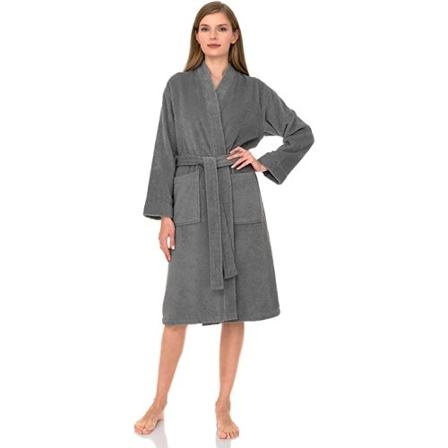 TowelSelections Women's Robe Turkish Cotton Soft Terry Kimono Bathrobe - Small-Medium - Alloy