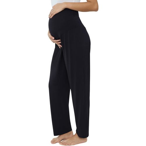 Joyaria Maternity Pants Loose Sweatpants Over Belly Soft Stretchy Pregnancy Pajamas Lounge Pants Wide Leg Casual Bottoms