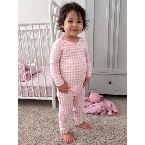 Pink Gingham Convertible Footie Pajamas | Sleeper | günamüna