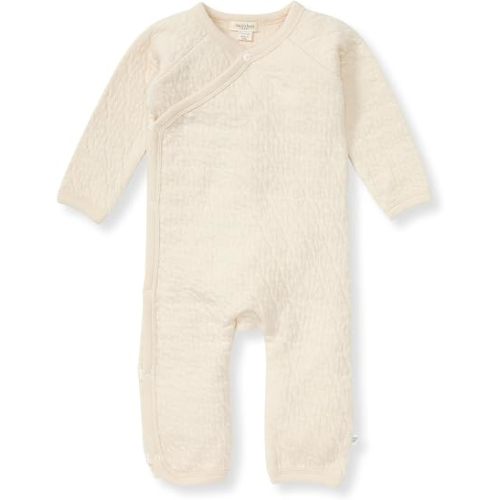 Burt's Bees Baby Long Sleeve Quilted Wrap-Front Jumpsuit, 100% Organic Cotton One-Piece Outfit Coverall