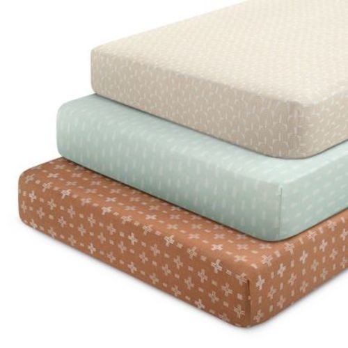 Delta Children 3pk 100% Organic Cotton Fitted Crib Sheets - Neutral Boho
