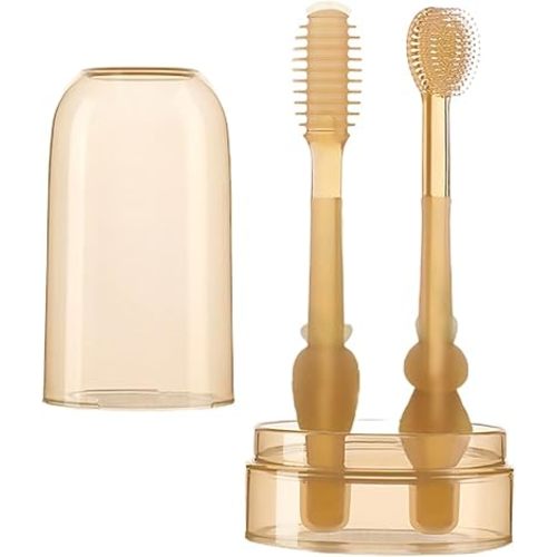 JJLFresheners 1Set Toothbrush,Infant Toothbrush 360 Degree Cleaning Dental Care Silicone Tongue Brush Bath for Infants Carrot 0-18M Infant Toddler