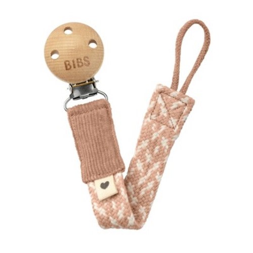 Bibs Braided Pacifier Clip, Color: Blush/Ivory