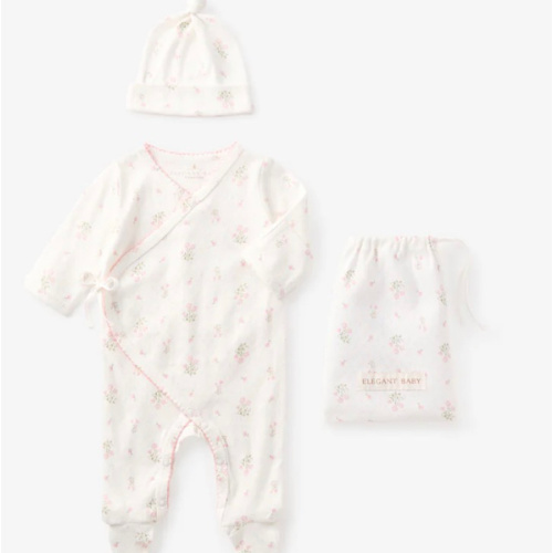 Folklore Floral Organic Cotton Pointelle Layette 2PC Set – Elegant Baby