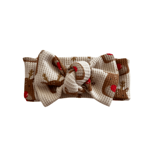 Organic Waffle Knot Bow, Reindeer