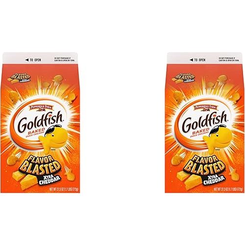 Goldfish Flavor Blasted Xtra Cheddar Cheese Crackers, 27.3 oz Carton (Pack of 2)