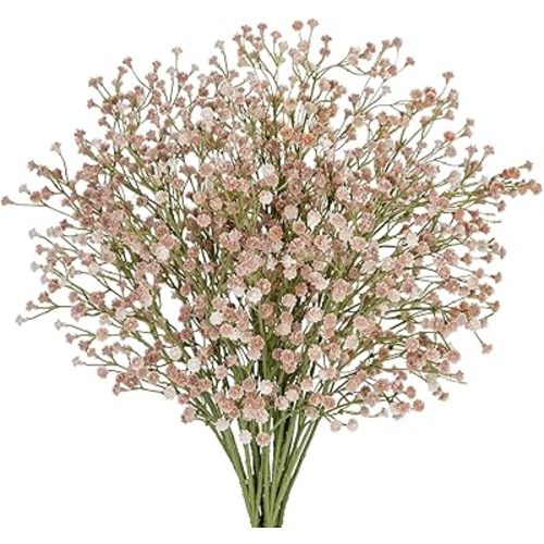 10 Pack Baby's Breath Artificial Flowers Bulk 3 Branches Faux Baby Breath Plastic Flowers Fake Gypsophila Flower Arrangement Fake Flowers Bouquet for Wedding Home Decor Fall White Baby Breath
