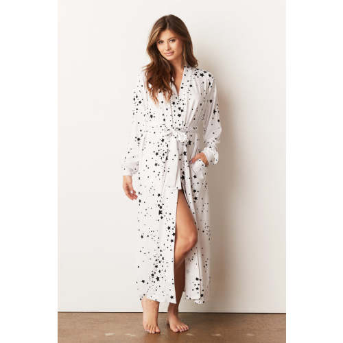 SKYLER BANDED LONG  ROBE | WHITE STARS
