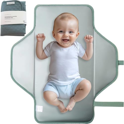 Lily Miles Baby Changing Pad Portable, Diaper Changing Mat with Magnetic Latches, Travel Pad for Diaper Bag, Baby Essentials, Wipeable & Waterproof Mat (Willow Green, Large)