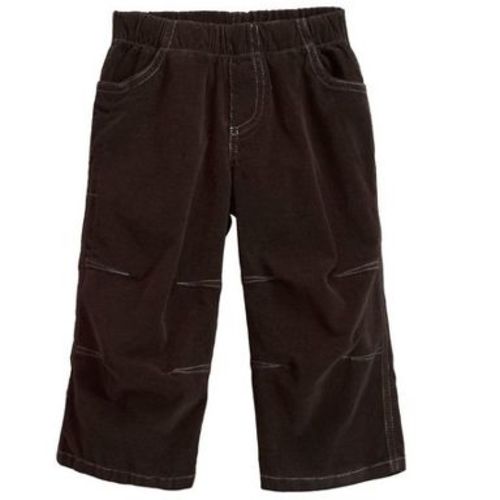 City Threads Boys/Kids Soft Stretch Corduroy Pants with Knee Articulation - USA-Made - Contrast Stitch, Dark Cocoa Brown, 18/24M