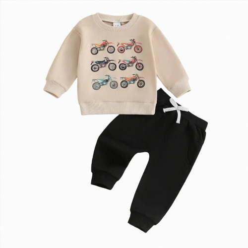 TAmten Baby Boy Clothes 6-12 Months Toddler Baby Boy Fall Winter Clothes Crewneck Sweatshirt Long Sleeve Trucks Shirt and Pants Cute Boys Outfits(Beige,6-12 Months)