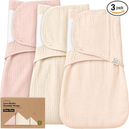KeaBabies Muslin Baby Swaddles for Newborns – 3-Pack,100% Organic Cotton Swaddles Sleep Sack 0-3 Months, Infant, Baby Girls, Boys, Soft Breathable Summer Swaddler, Easy Quiet Closure (Angelic, OS)