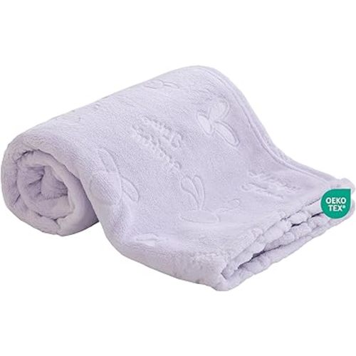 Soft Cozy Fleece Baby Blanket Animal Pattern Fluffy Plush Receiving Blanket for Newborn Infant Toddler, Warm Crib Stroller Blanket for Boys Girls, 30"x40", Purple