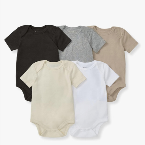 Burt's Bees Baby Bodysuits, Short Sleeve and Long Sleeve One-Pieces, 100% Organic Cotton, Pack of 5
