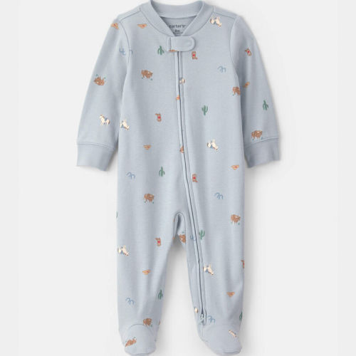Baby Western 100% Cotton 2-Way Zip Sleeper - Blue | Carter’s Oshkosh Canada